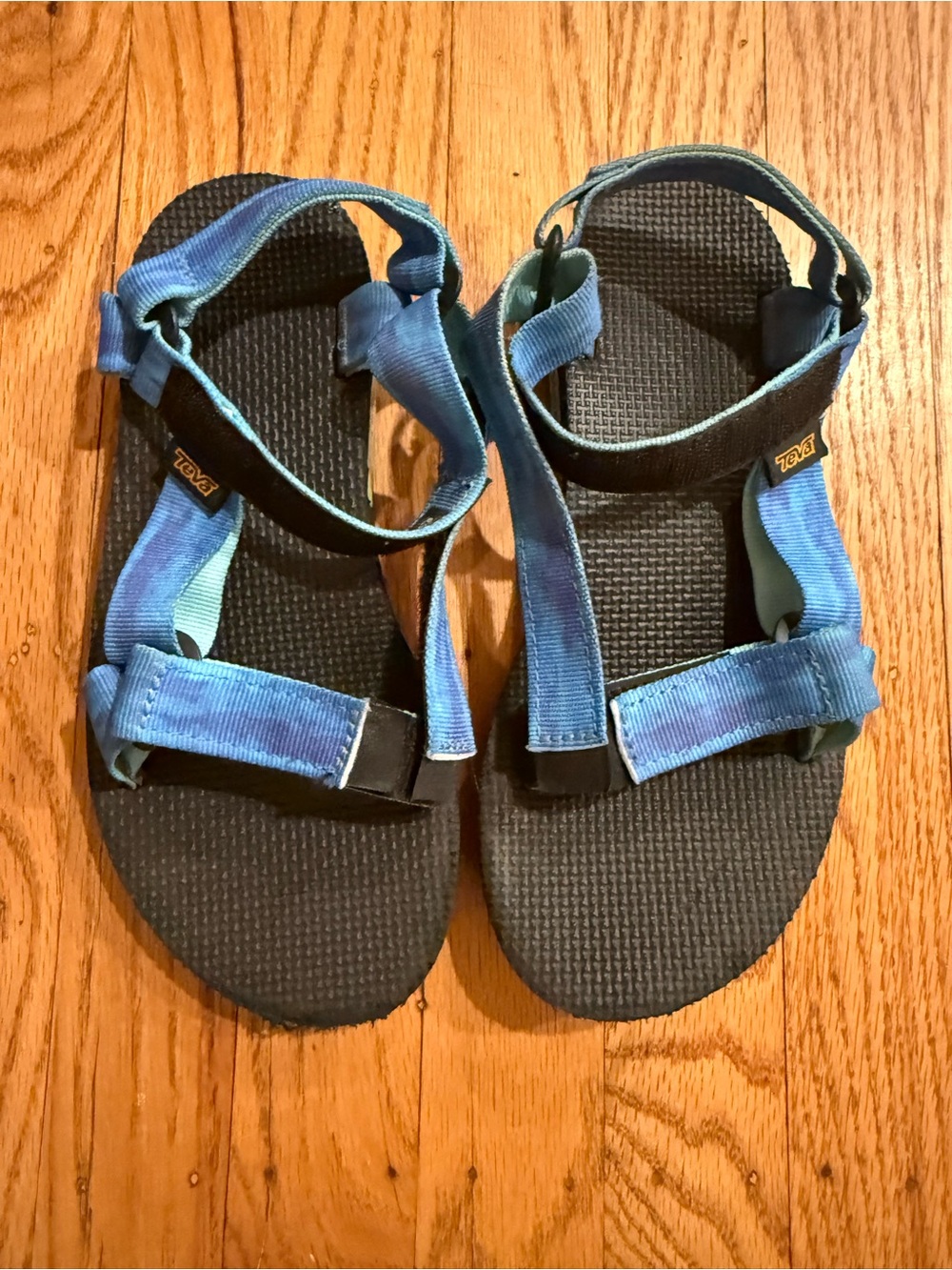 Teva Light Blue and Black Adjustable Strappy Sandals